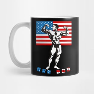 4th of July American Flag USA Dad Muscle Mug